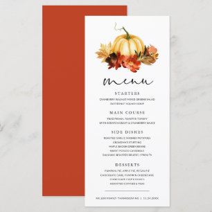 Fall Leaves Pumpkin Thanksgiving Dinner Menu