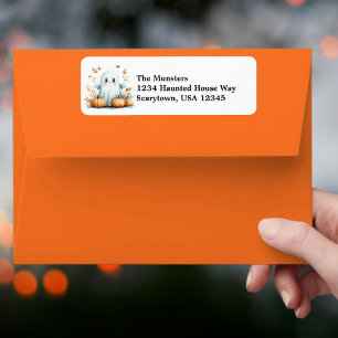 Fall Leaves Pumpkins Friendly Ghost Halloween