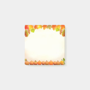 Fall Leaves & Pumpkins on Scroll Post-it Notes