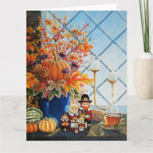 Fall leaves, pumpkins, Thanksgiving Nesting dolls Card