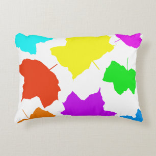 Fall Leaves Rainbow Multicolor White Custom Colour Decorative Cushion