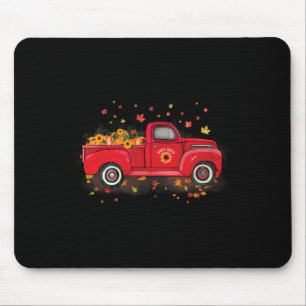 Fall Leaves Red Truck Pumpkins Sunflower Autumn Th Mouse Mat