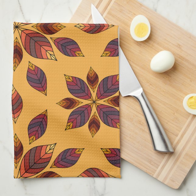 Fall Leaves Rosette Tea Towel (Quarter Fold)