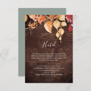 Fall Leaves Rustic Brown Wood Hotel Enclosure Card