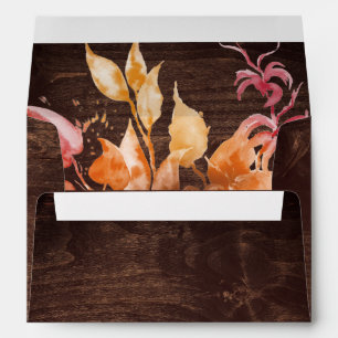 Fall Leaves   Rustic Brown Wood Invitation Envelope