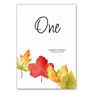 Fall Leaves Scripture Wedding Table card
