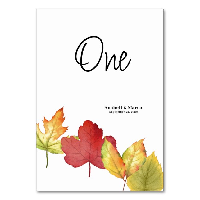 Fall Leaves Scripture Wedding Table card (Back)