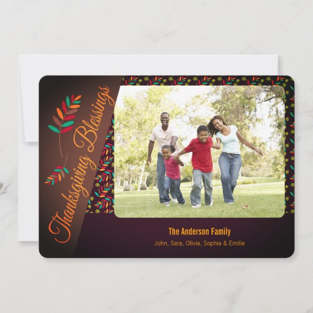 Fall Leaves, Thanksgiving Blessings Photo Greeting Holiday Card (Front)