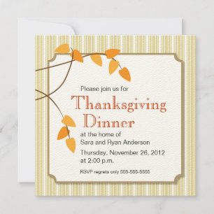 Fall Leaves Thanksgiving Dinner Invitation