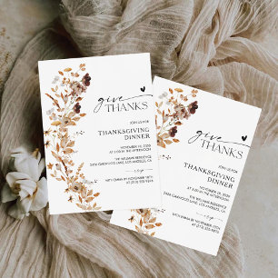 Fall Leaves Thanksgiving Dinner Invitation