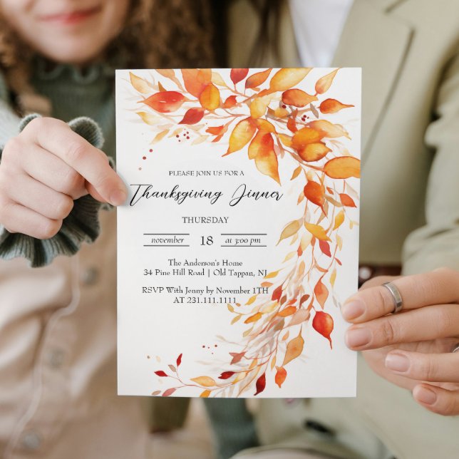 Fall Leaves Thanksgiving Dinner Invitation (Creator Uploaded)