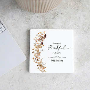 Fall Leaves Thanksgiving Dinner Square Paper Coaster