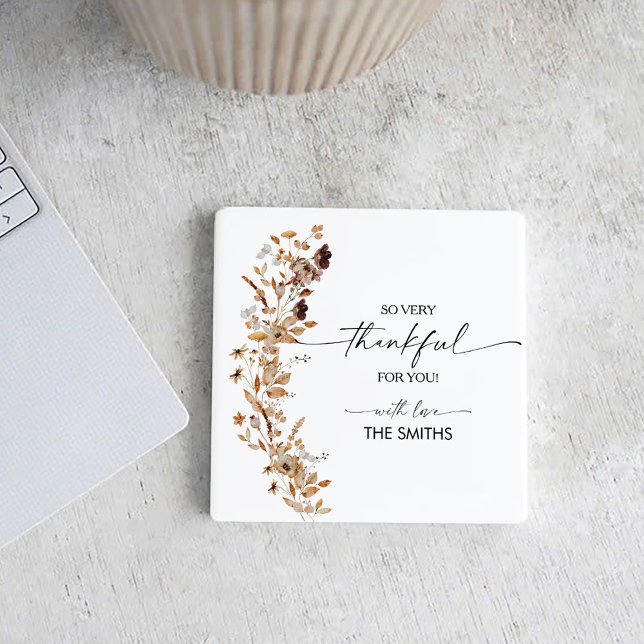  Fall Leaves Thanksgiving Dinner Square Paper Coaster (Creator Uploaded)