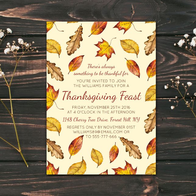 Fall Leaves Thanksgiving Feast - Choose Your Colou Invitation (Creator Uploaded)