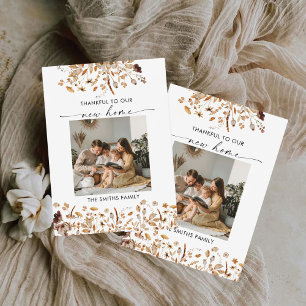 Fall Leaves Thanksgiving Flat Announcement Card