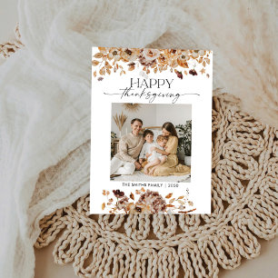 Fall Leaves Thanksgiving Flat Thank You Card