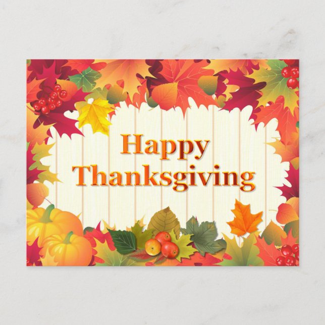 Fall Leaves Thanksgiving Holiday Postcard (Front)