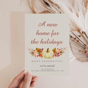 fall leaves thanksgiving moving announcement postcard