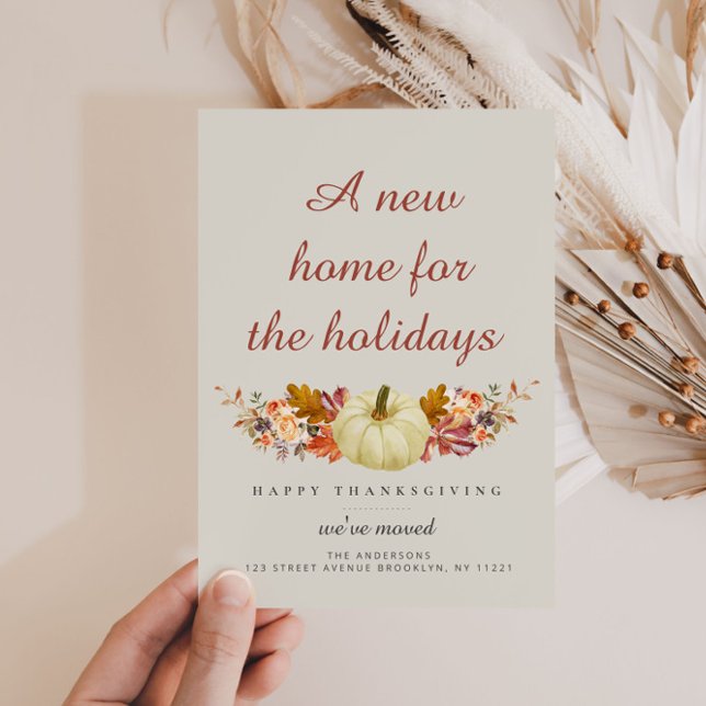 fall leaves thanksgiving moving announcement postcard (Creator Uploaded)
