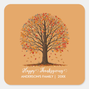 Fall Leaves Thanksgiving  Square Sticker