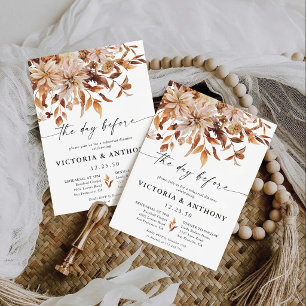Fall Leaves The Day Before Wedding Rehearsal Invitation