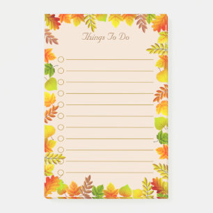 Fall Leaves Things To Do Lined Post-it Notes
