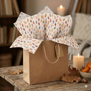 Fall Leaves Tissue Paper in Rust Brown Cream Grey