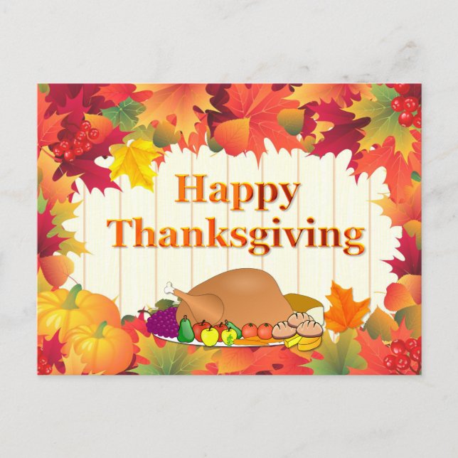 Fall Leaves & Turkey Thanksgiving Holiday (Front)