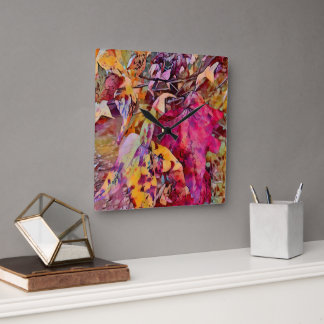 Fall Leaves Turned Into Watercolor Wall Clock