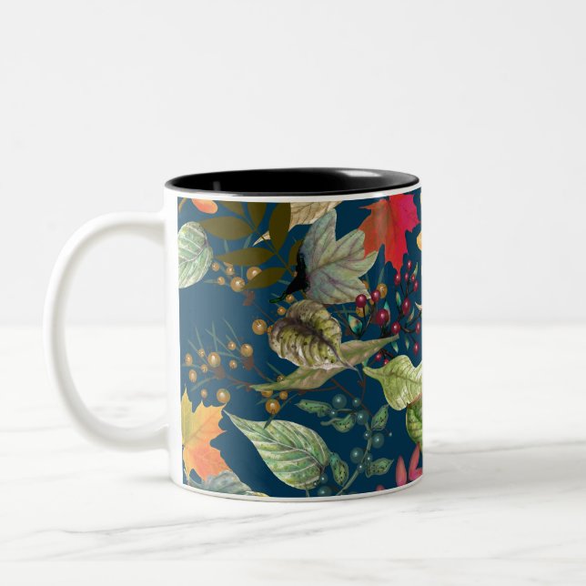 Fall Leaves Two-Tone Coffee Mug (Left)