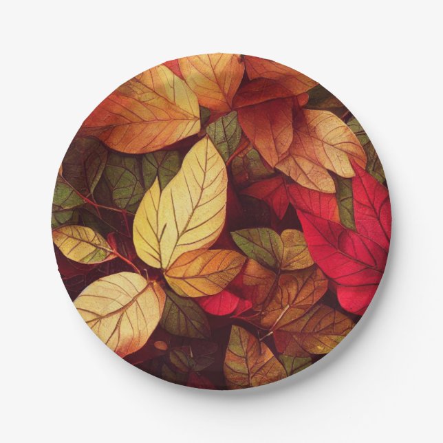 Fall Leaves Vibrant Paper Plate (Front)
