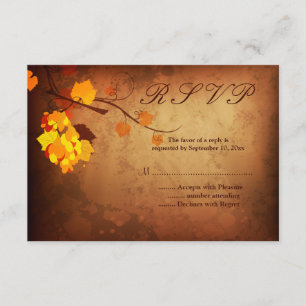 Fall leaves vintage distressed wedding rsvp reply card