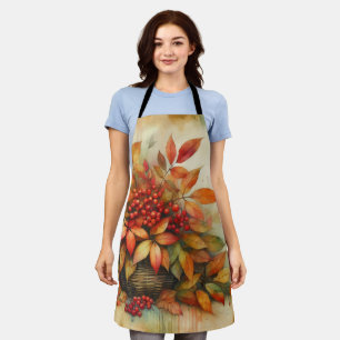 Fall leaves vintage watercolor autumn colours  apron