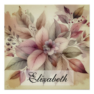 Fall leaves vintage watercolor autumn colours poster