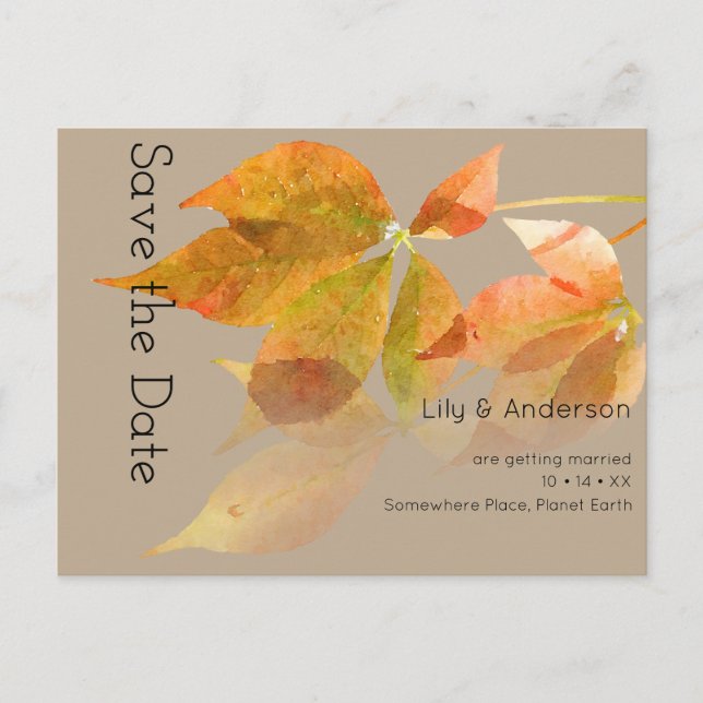 Fall Leaves Watercolor Autumn Postcard (Front)