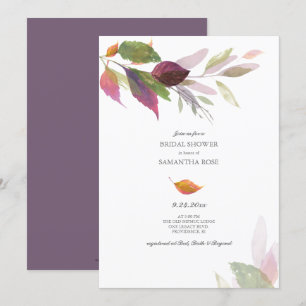 Fall Leaves Watercolor Bridal Shower Invitation
