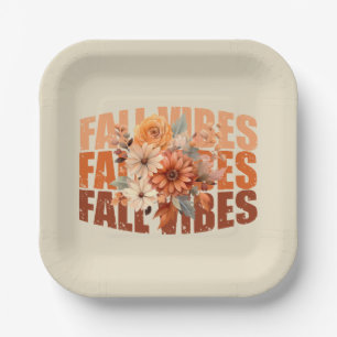 Fall leaves watercolor wildflowers paper plate