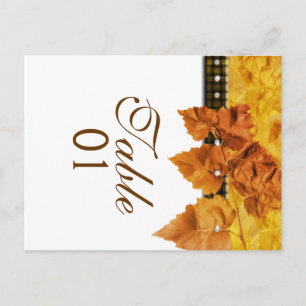 Fall leaves weave diamond "table number" postcard