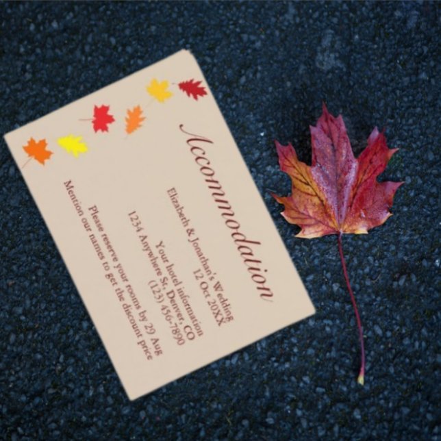 Fall Leaves Wedding Accommodation Enclosure Card (Creator Uploaded)