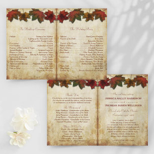Fall Leaves Wedding Bi-Fold Program Template