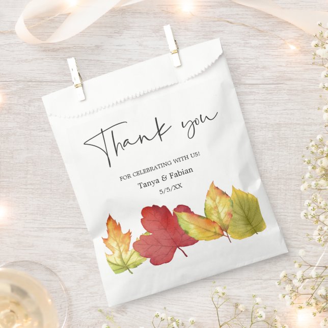 Fall Leaves Wedding Favour Bag (Clipped)