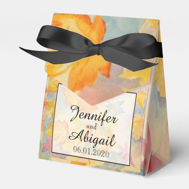 Fall Leaves Wedding Favour Box (Front Side)