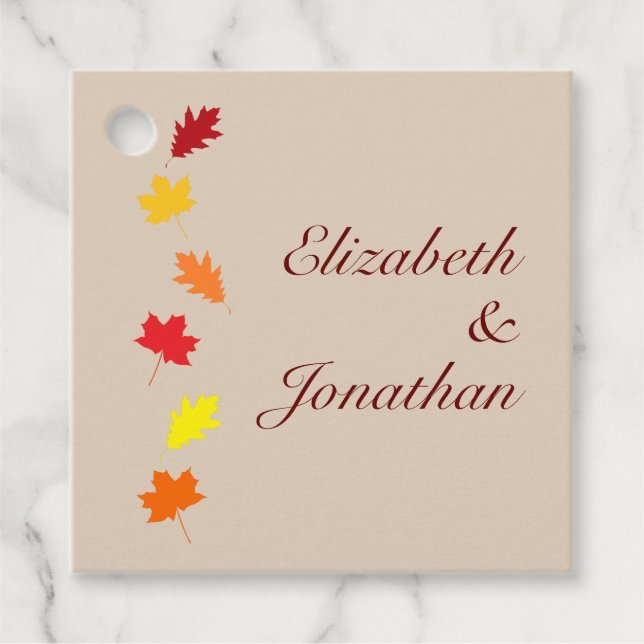 Fall Leaves Wedding Favour Tags (Front)