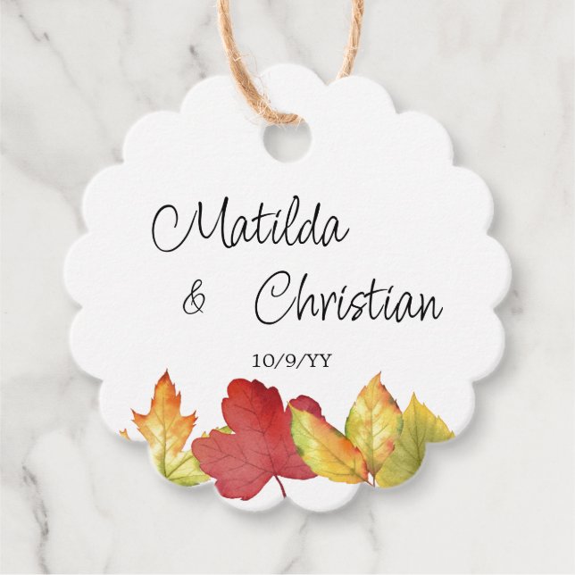 Fall Leaves Wedding Favour Tags (Front)