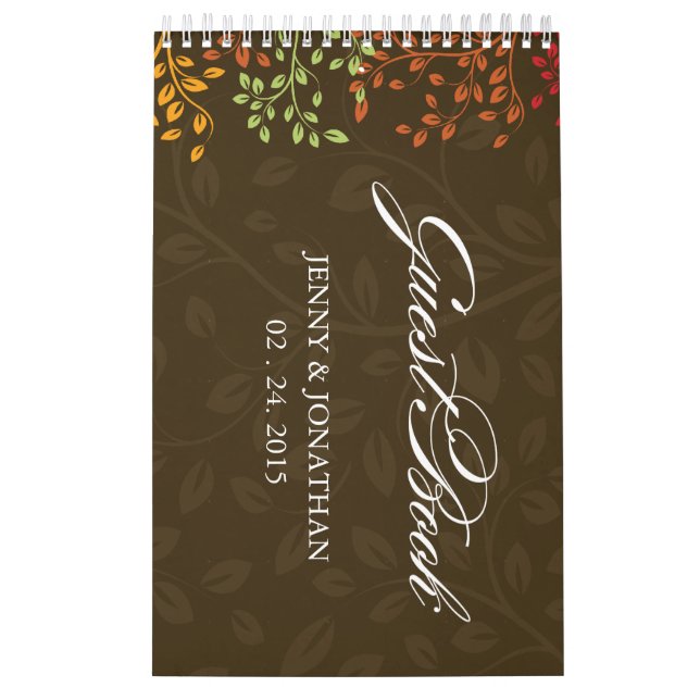Fall Leaves Wedding Guestbook - Custom Calendar (Cover)