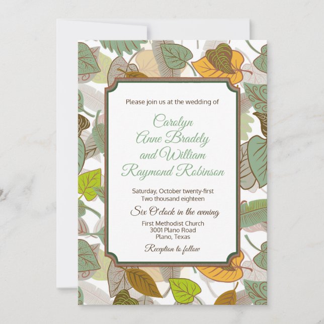 Fall Leaves Wedding Invitation (Front)