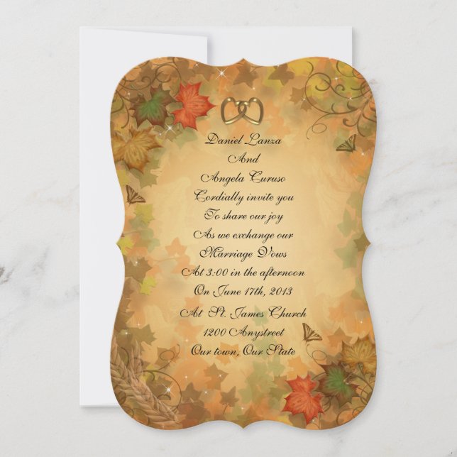 Fall leaves wedding Invitation (Front)
