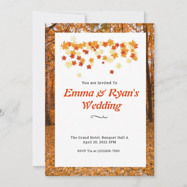 Fall Leaves Wedding Invitation (Front)