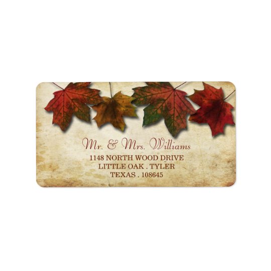 Fall Leaves Wedding Labels