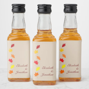 Fall Leaves Wedding Liquor Bottle Label